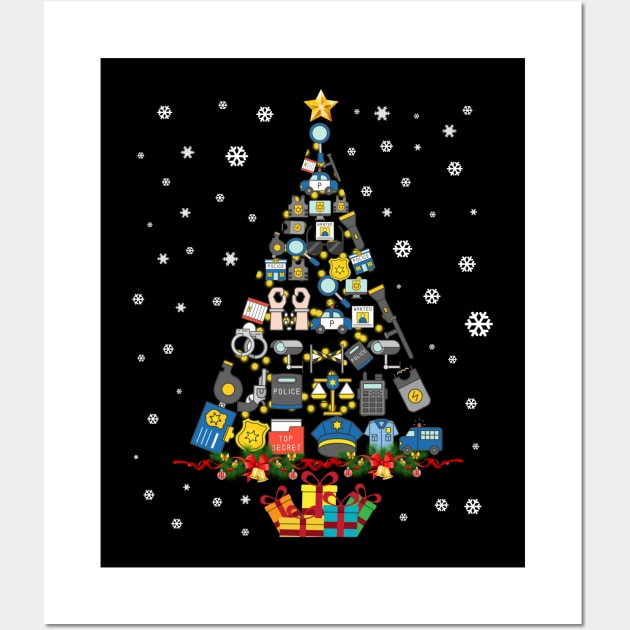 Funny Merry Christmas Police Christmas Tree Wall Art by schaefersialice